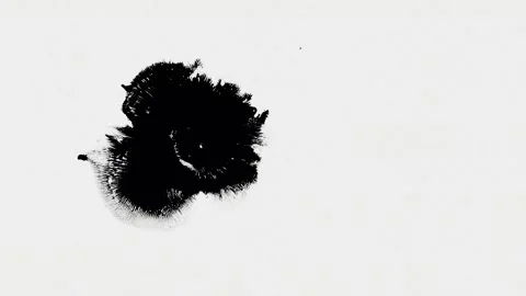 Abstract Black Ink Bleeding and Spreading on White Paper Texture Stock Footage 335633787