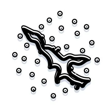 Abstract black ink blob drawing shape Stock Illustration