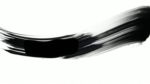 Abstract black ink brush stroke sweep on white background, hand drawn digit.. Stock Footage 341429159