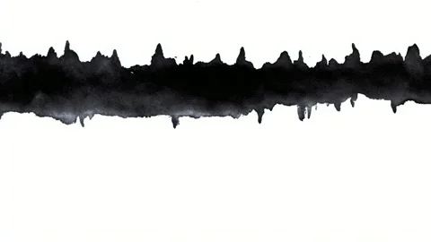 Abstract black ink brush stroke background with jagged edges, hand drawn st.. Vidéo 342042897