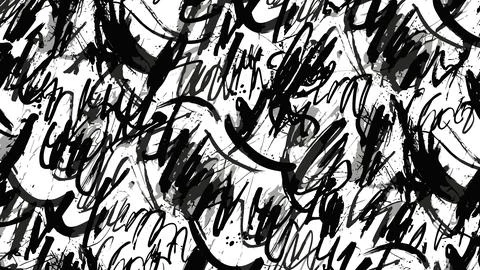 Abstract Black Ink Calligraphy Scribble Pattern on White Background Stock Illustration