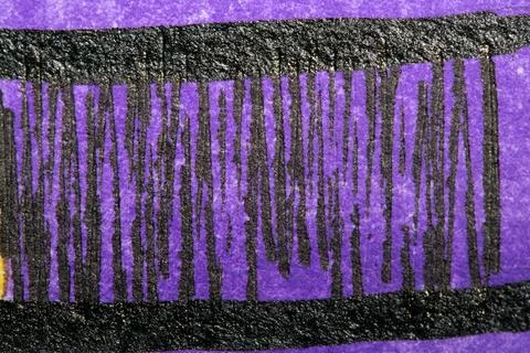 Abstract Black Ink Pen Scribbles and Lines on a Coloured Background Foto stock