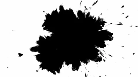 An Abstract Black Ink Splash on a Clean White Background, creating a striking Stock Footage 303703045