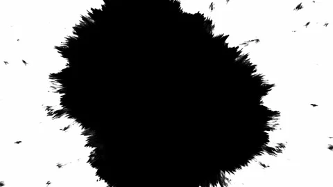 The Abstract Black Ink Splash on a Clean White Background Creates a Striking Stock Footage 303703129