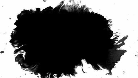 An Abstract Black Ink Splash Creating Visual Interest on a White Background Stock Footage 303703361