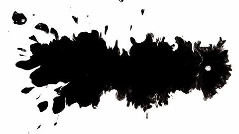 An Abstract Black Ink Splash Displayed on a Crisp White Background Creating a Stock Footage 303703061