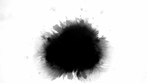 An Abstract Black Ink Splash on a Pure White Background, creating a stunning Stock Footage 305989841