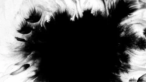 An Abstract Black Ink Splash on a White Background, showcasing artistic Stock Footage 303703511