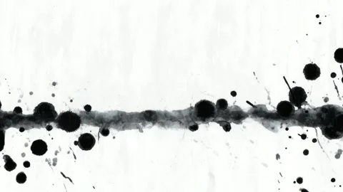 Abstract black ink splatter and dripping paint background, hand drawn digit.. Stock Footage 342043233