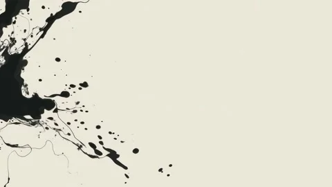 Abstract black ink splatter animation on cream background, minimal art back.. Stock Footage 342044975