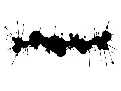 Abstract black ink splatter isolated on white background. Concept of artistic Stock Illustration