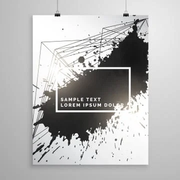 Abstract black ink splatter poster leaflet template Stock Illustration