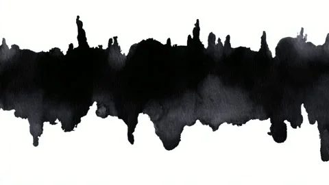Abstract black ink waveform border with drips on white background, frame, c.. Stock Footage 342042805