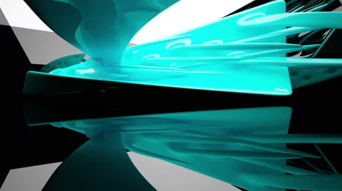 Abstract black interior with glossy turquoise sculpture. Architectural backgroun Stock-Footage 68453774