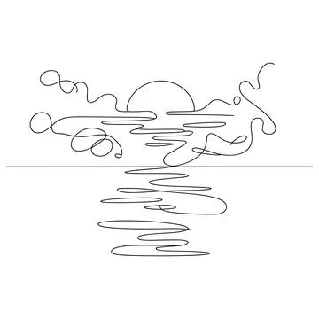 Abstract black line of a fish jumping out of water Stock Illustration
