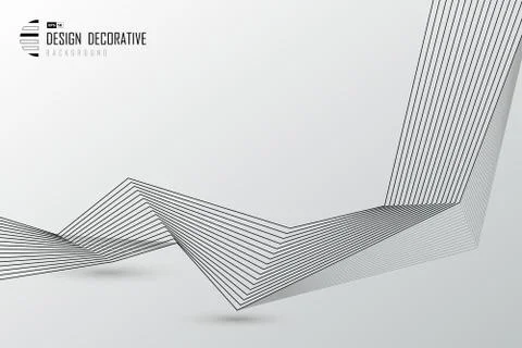 Abstract black line tech pattern artwork decorative design background. Illustrazione stock