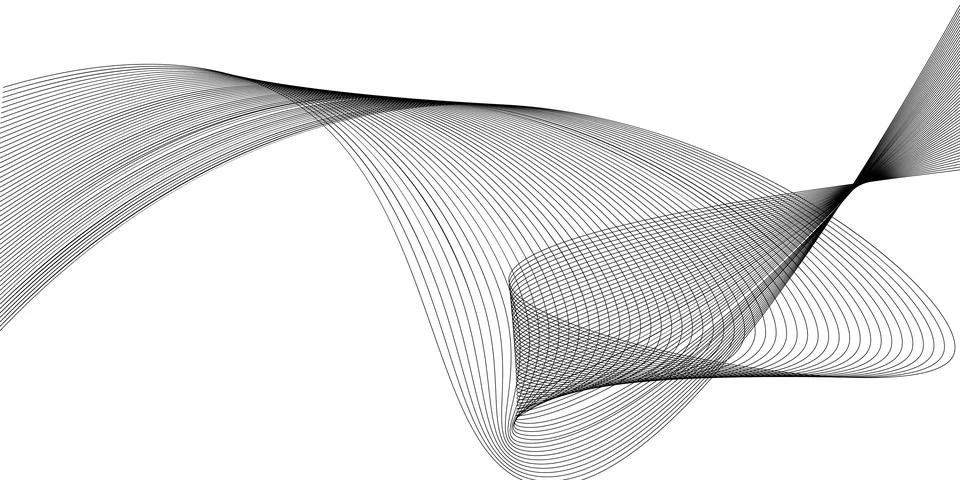 Abstract black line wave pattern isolated on white background Stock Illustration