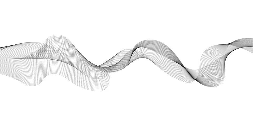 Abstract black line wave pattern isolated on white background Stock Illustration