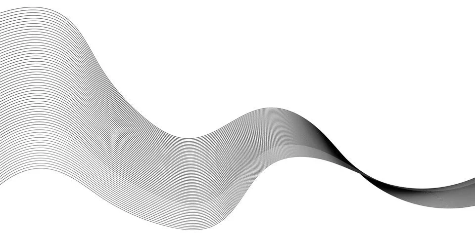 Abstract black line wave pattern isolated on white background Stock Illustration