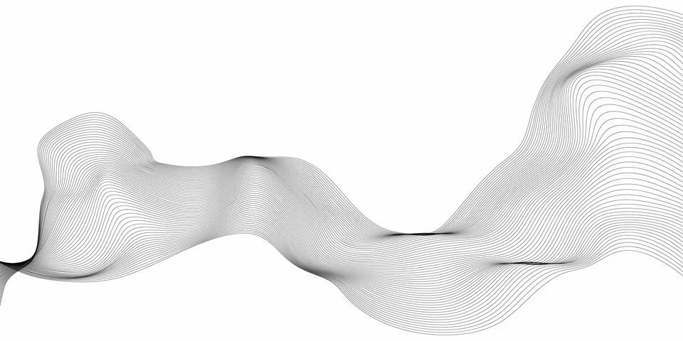 Abstract black line wave pattern isolated on white background Stock Illustration