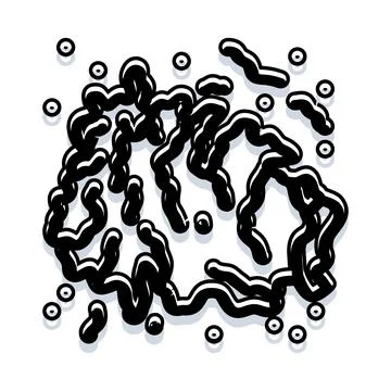 Abstract black lines creating complex biological shapes Stock Illustration