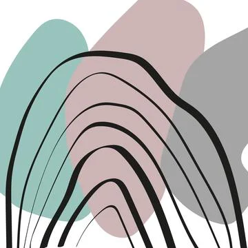 Abstract black lines, made by the author's brush, and colored elements. Stock Illustration