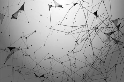 Abstract black lines, points and triangles in space Stock Illustration
