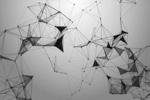 Abstract black lines, points and triangles in space Illustrazione stock