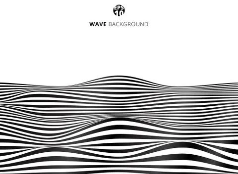 Abstract black lines wave, Wavy stripes pattern, Rough surface Stock Illustration