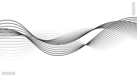 Abstract black lines wave on white background with dotted effect.Vector ill.. Stock Illustration