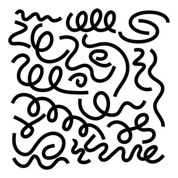 Abstract Black Lines on White Background Artful Composition Design Element Stock Illustration