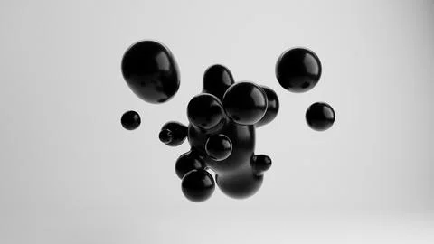 Abstract black liquid drops background.3d illustration.Ink or fluid shapes Stockillustratie