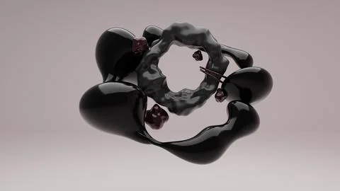 Abstract black liquid drops background.3d illustration.Ink or fluid shapes Stockillustratie