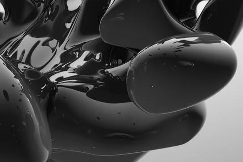 Abstract black liquid drops splashing on a white background - illustration, c Stock Illustration