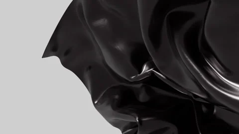 Abstract black liquid fabric flowing gracefully against light gray 스톡 동영상 344881978