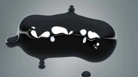 Abstract Black Liquid Metaball Morph with White Reflections on Gray Background Stock Footage 330486404