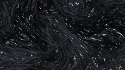 Abstract black liquid swirling with glossy reflective highlights. 4K Stock Footage 345111423