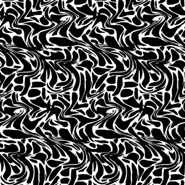 Abstract Black Liquid Waves Seamless Pattern Stock Illustration