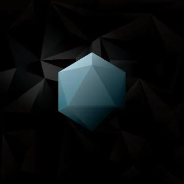 Abstract Black low poly background with blue geometric diamond hexagonal shape Stock Illustration
