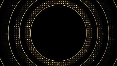 Abstract black luxury background of dark gold paper circle and golden sparkle Illustrazione stock