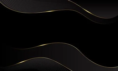 Abstract black luxury background with gold lines. Elegant wave modern wallp.. Stock Illustration