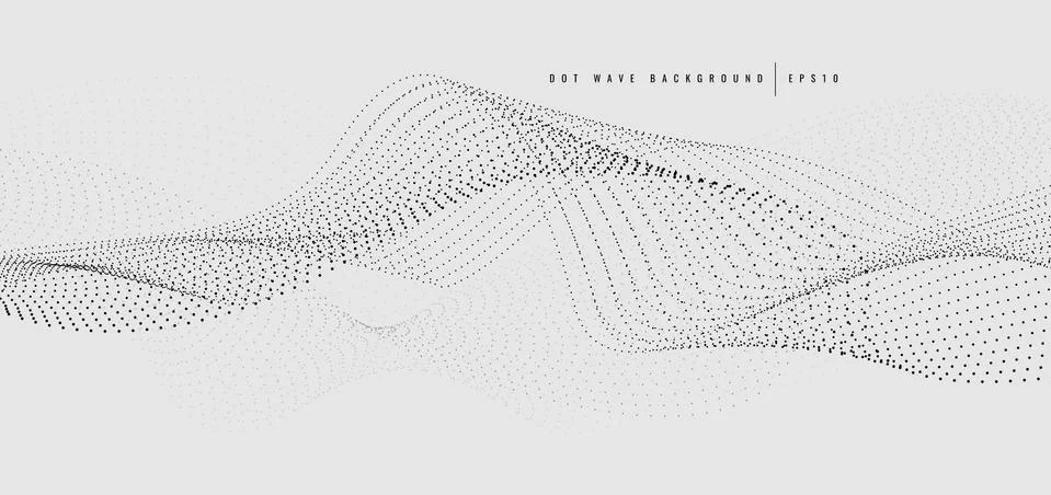 Abstract black many dot wave line pattern particle on white background. Stock Illustration