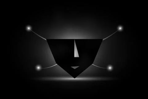 Abstract black mask with light effect in dark room. Stock Illustration