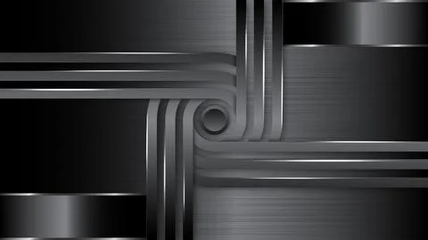 Abstract black metal patterns geometric background design Stock Illustration