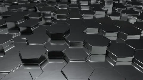 Abstract black metallic honeycomb on random surface level floor background... Stock Illustration