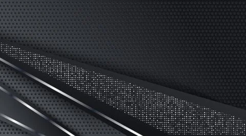 Abstract Black Metallic Silver Frame Layout Tech Design Background Template Stock Illustration