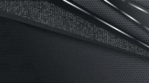 Abstract Black Metallic Silver Frame Layout Tech Design Background Template Stock Illustration