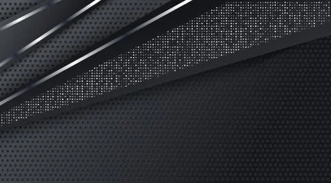 Abstract Black Metallic Silver Frame Layout Tech Design Background Template Stock Illustration