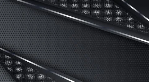 Abstract Black Metallic Silver Frame Layout Tech Design Background Template Stock Illustration