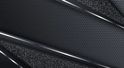 Abstract Black Metallic Silver Frame Layout Tech Design Background Template Stock Illustration